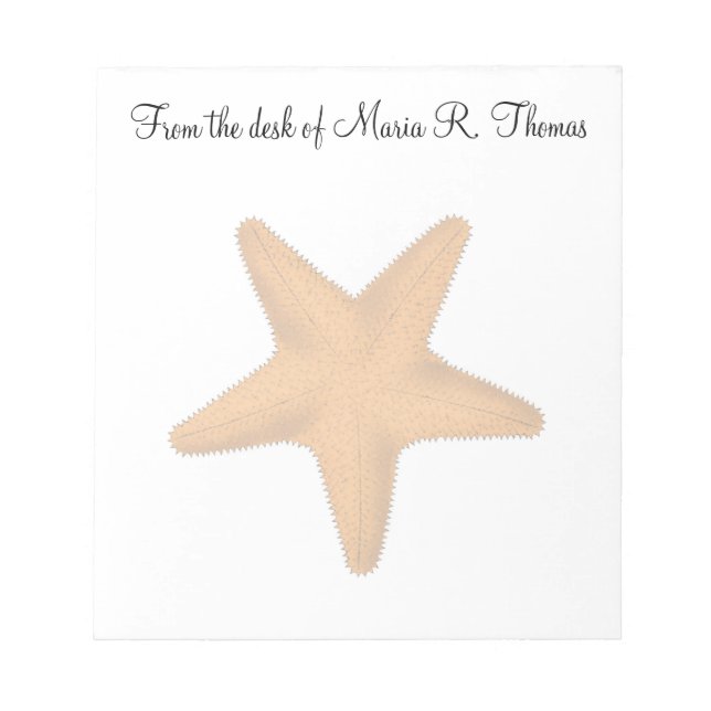 Watercolor Elegant Modern Starfish Sealife Notepad (Front)