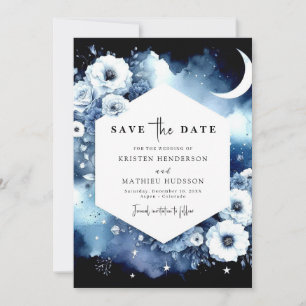 Watercolor Elegant Moonlit Wedding  Save The Date