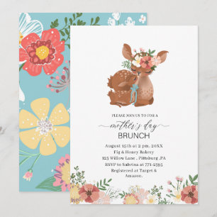 Watercolor Elegant Mother is Day brunch Baby showe Invitation