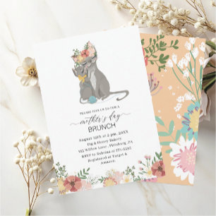 Watercolor Elegant Mother is Day brunch Baby showe Invitation