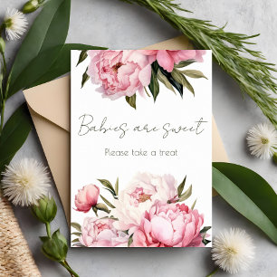 Watercolor elegant peony Babies are sweet Poster