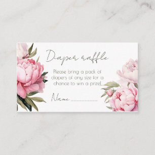 Watercolor elegant peony diaper raffle ticket enclosure card