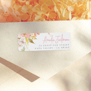 Watercolor Elegant Petals Floral Return Address Label