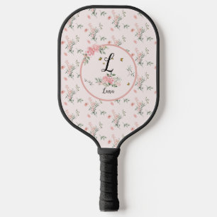 Watercolor Elegant Pink Roses with Butterflies Pickleball Paddle