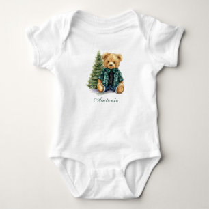 Watercolor Elegant Santa Baby Christmas Baby Showe Baby Bodysuit