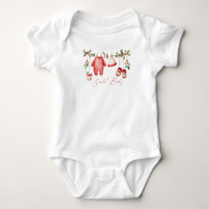 Watercolor Elegant Santa Baby Christmas Baby Showe Baby Bodysuit