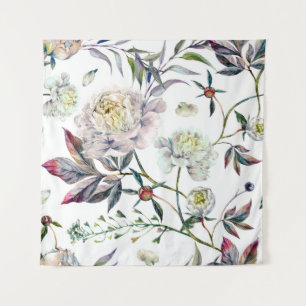 Watercolor Elegant Seamless Pattern made of White Tapestry