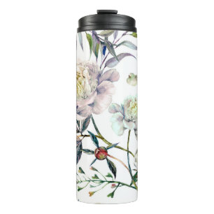Watercolor Elegant Seamless Pattern made of White Thermal Tumbler
