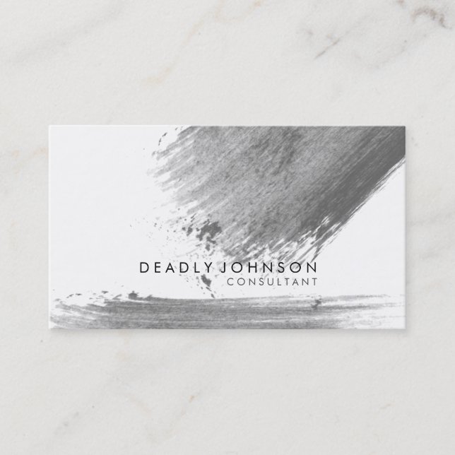 Watercolor Elegant Simple Splatter Black Grey Business Card (Front)