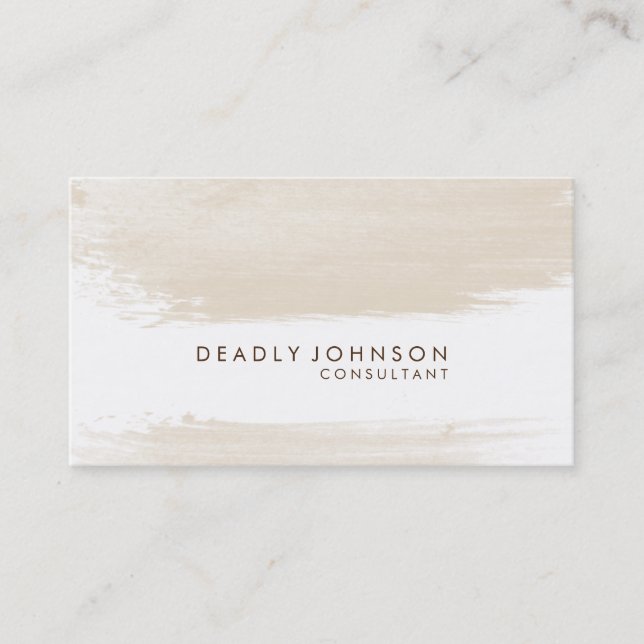 Watercolor Elegant Simple Splatter Cream Business Card (Front)