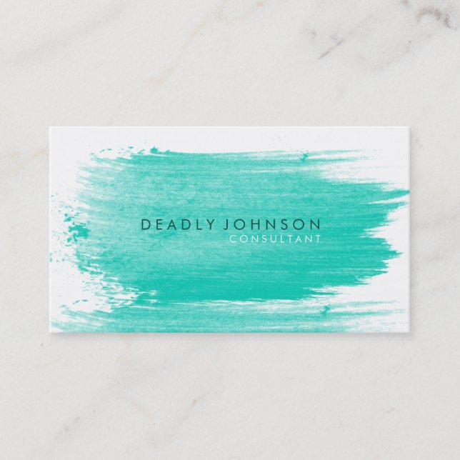 Watercolor Elegant Simple Splatter Green Nature Business Card (Front)