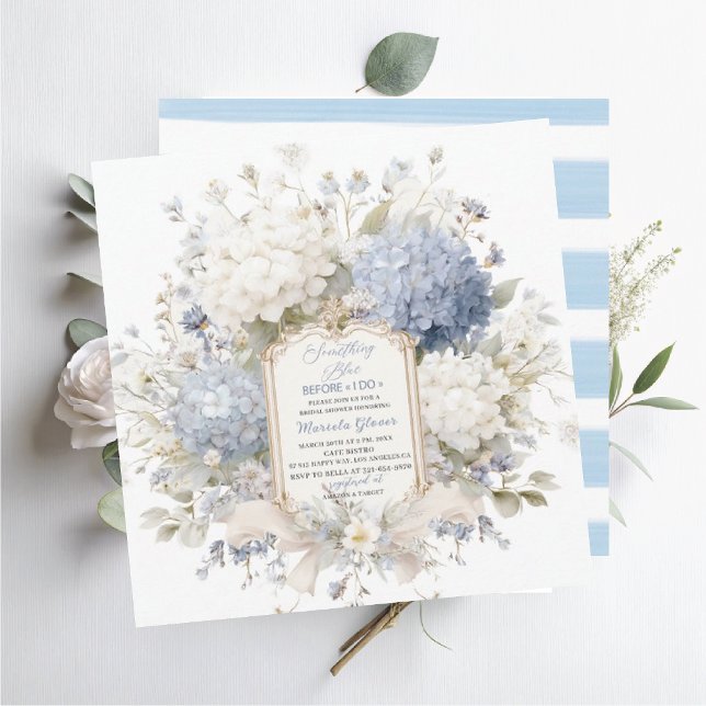 Watercolor Elegant  Something Blue Bridal Shower Invitation (Creator Uploaded)