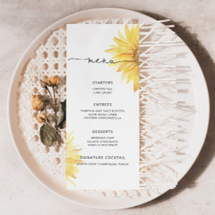 Watercolor elegant sunflower minimalist menu