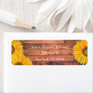 Watercolor Elegant Sunflower Rustic Fall Wood Return Address Label