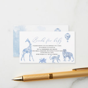 Watercolor elegant toile safari chinoiserie baby s enclosure card