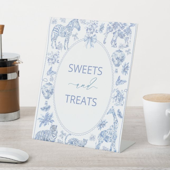 Watercolor Elegant Toile Safari chinoiserie jungle Pedestal Sign (In SItu)