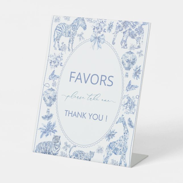 Watercolor Elegant Toile SafariChinoiserie jungle  Pedestal Sign (Front)