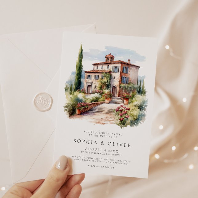 Watercolor Elegant Vineyard Wedding Invitation (Creator Uploaded)