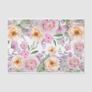 Watercolor Elegant Vintage Roses and Wildflowers Tissue Paper