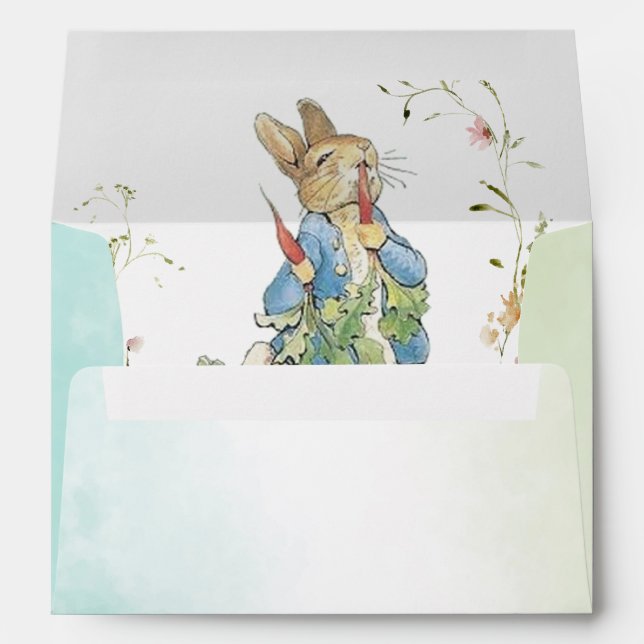 Watercolor Elegant Wildflower Peter Rabbit Baby Sh Envelope (Back (Bottom))