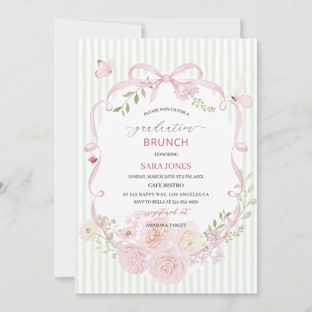Watercolor Elegant Wildflowers graduatioInvitation Invitation (Front)