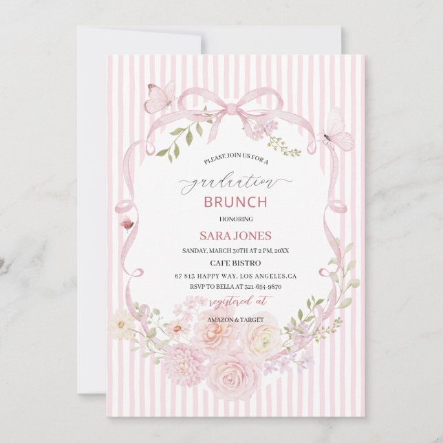 Watercolor Elegant Wildflowers graduatioInvitation Invitation (Front)