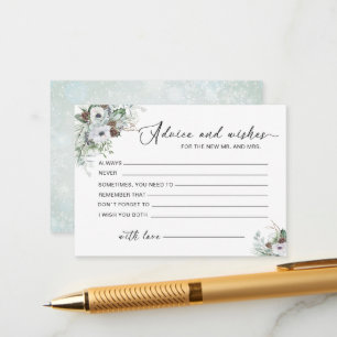 Watercolor Elegant Winter Anemones flowers bridal Enclosure Card