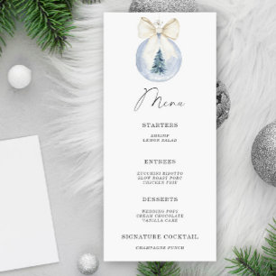 Watercolor elegant winter bow ball menu