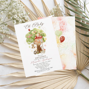 Watercolor Elegant Woodland Party Baby Shower Invitation