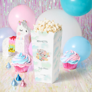 Watercolor Elephant Airplane Baby Shower Favour Box