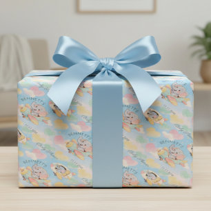 Watercolor Elephant Airplane Baby Shower Pattern Wrapping Paper