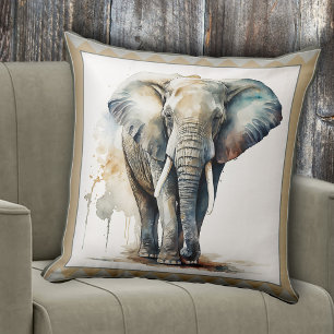 Watercolor Elephant Animal Art Cushion