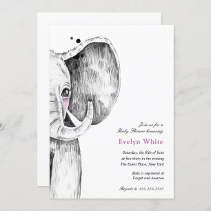 Watercolor Elephant   Baby Shower invitation