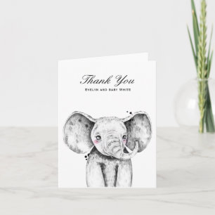 Watercolor Elephant   Baby Shower Thank You card