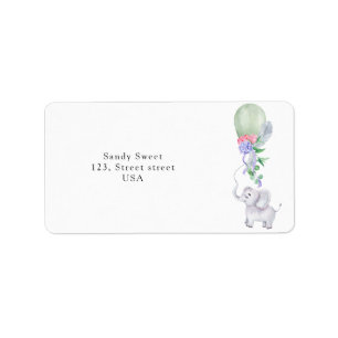 Watercolor Elephant balloon Label