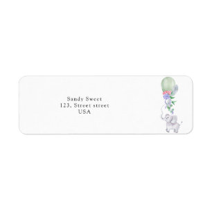 Watercolor Elephant balloon Return Address Label