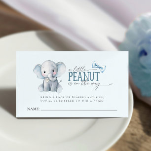 Watercolor Elephant Blue Bowtie Diaper Raffle Card