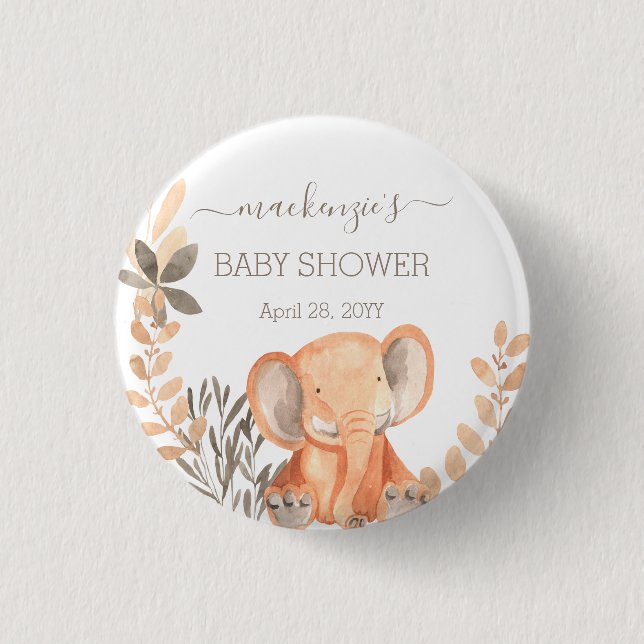 Watercolor Elephant Boho Safari  3 Cm Round Badge (Front)