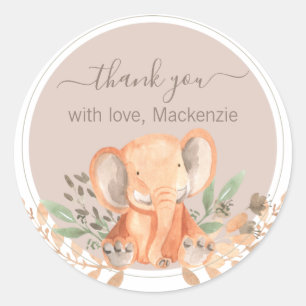 Watercolor Elephant Boho Safari  Classic Round Sticker