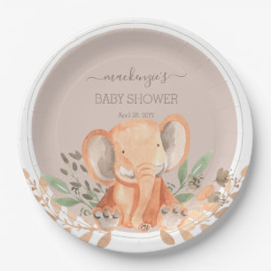 Watercolor Elephant Boho Safari  Paper Plate