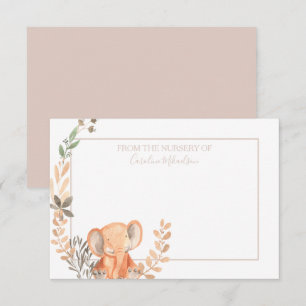 Watercolor Elephant Boho Safari Thank You Card
