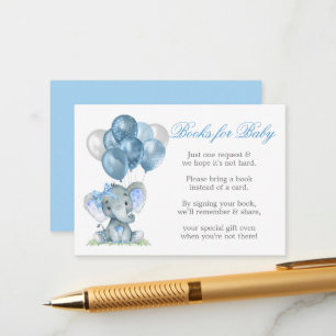 Watercolor Elephant Bow Books for Baby Balloons Enclosure Card