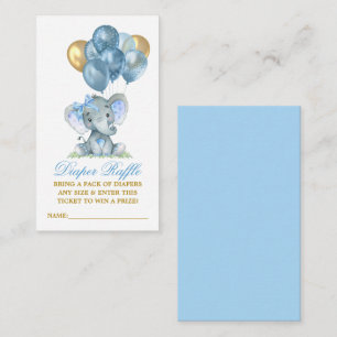 Watercolor Elephant Bow Diaper Raffle Balloons Enclosure Card