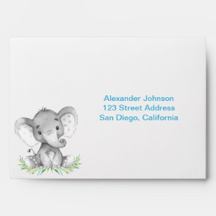 Watercolor Elephant Boy Envelope