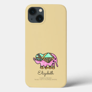 Watercolor elephant colourful modern personalised iPhone 13 case