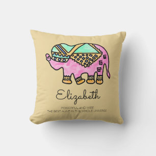 Watercolor elephant colourful modern personalised cushion