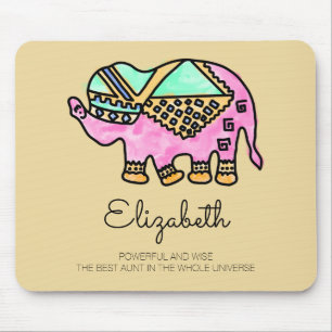 Watercolor elephant colourful modern personalised mouse pad