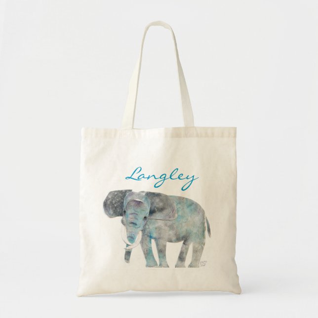 Watercolor ELEPHANT cutting tote Bag (Front)