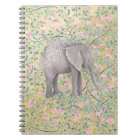 Watercolor Elephant Flowers Gold Glitter