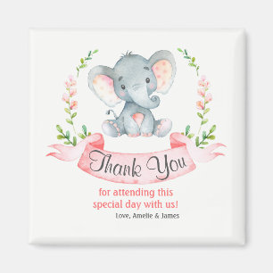 Watercolor Elephant Girl Thank You Magnet